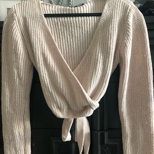 Naked Wardrobe Cream wrap sweater